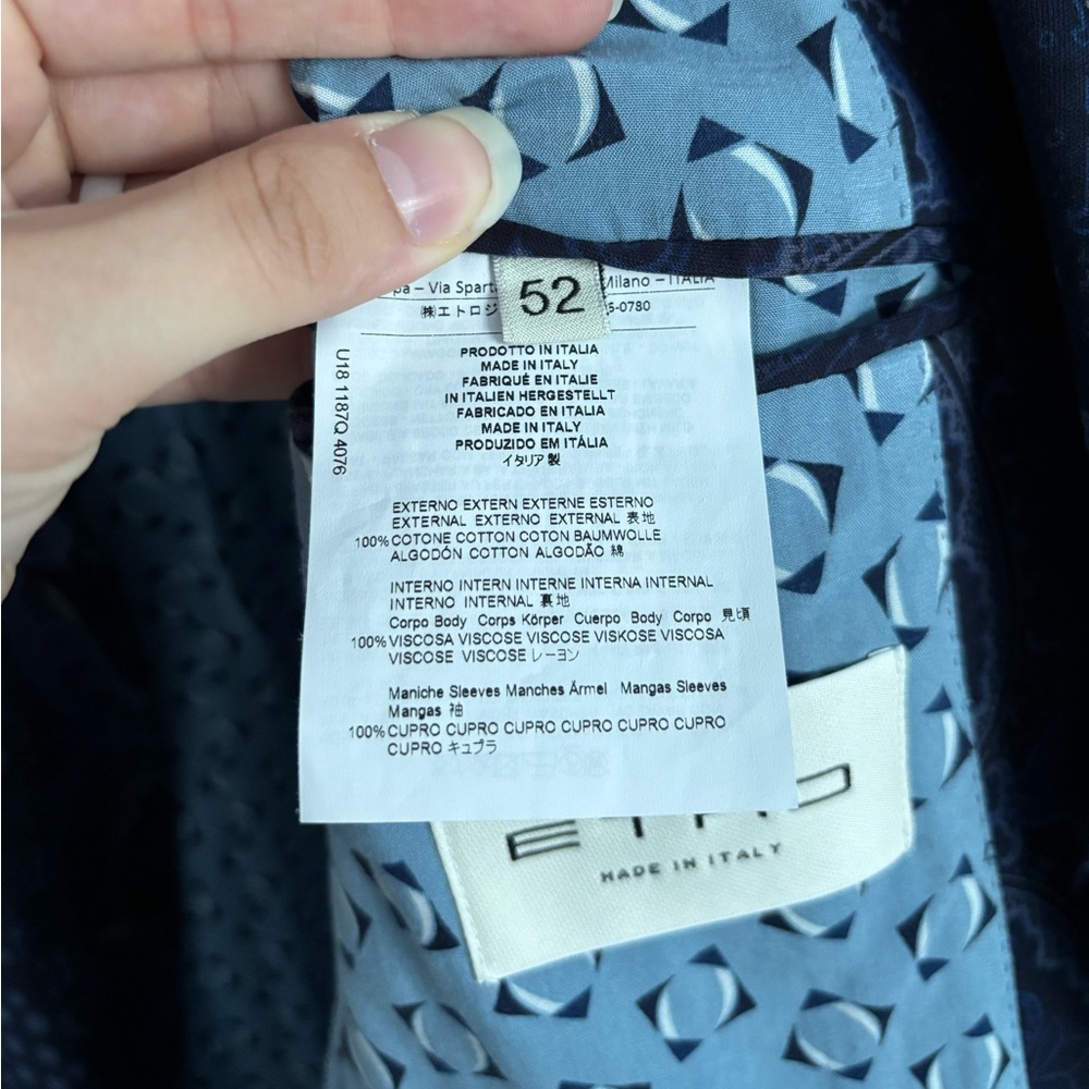 Men's Etro Printed Sport Coat Blazer in Blue 52 - Picture 11 of 14